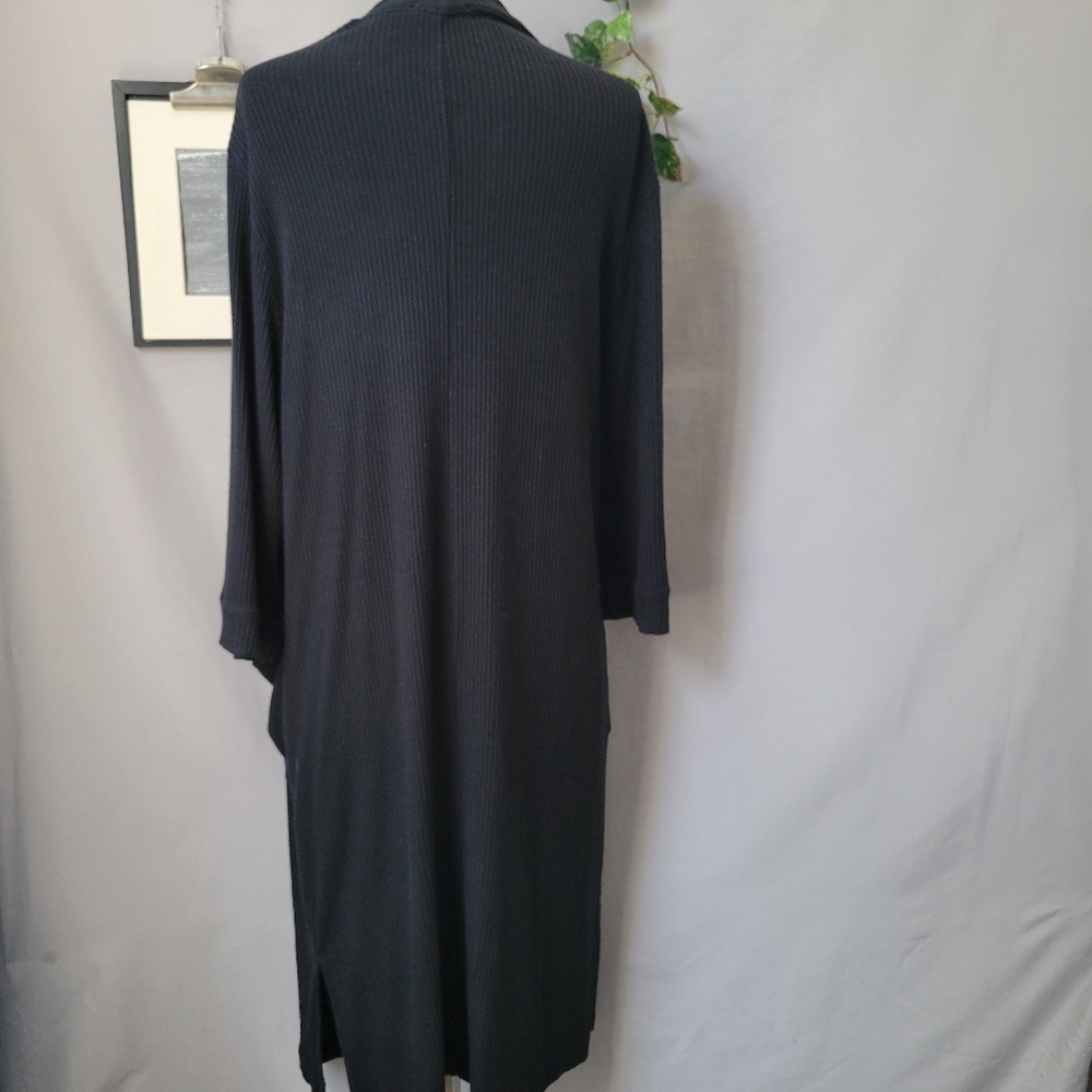 Whimsy + Row Frances Ribbed Modal Robe Duster Cardigan‎ Black M - Picture 4 of 16